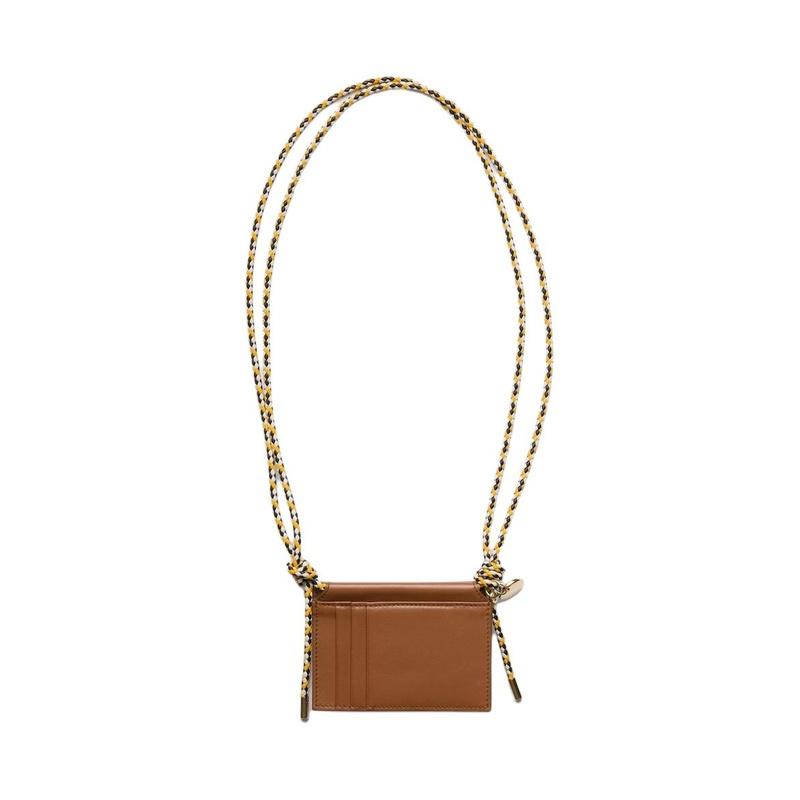 Prada Iconic triangular logo calfskin card holder, same style for men and women, cognac color