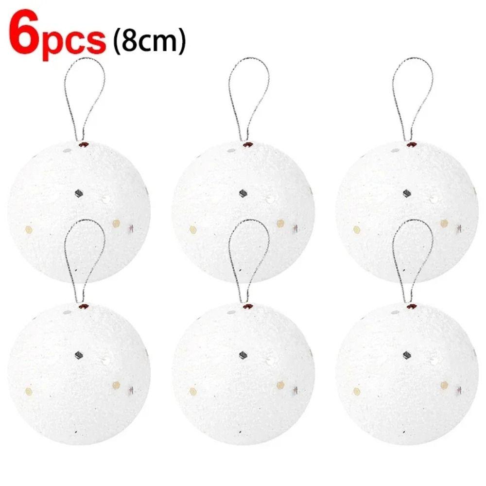 6 шт. Свадебные Рождественские украшения для елки Белые пенопластовые подвесные шары Новогодние праздничные принадлежности