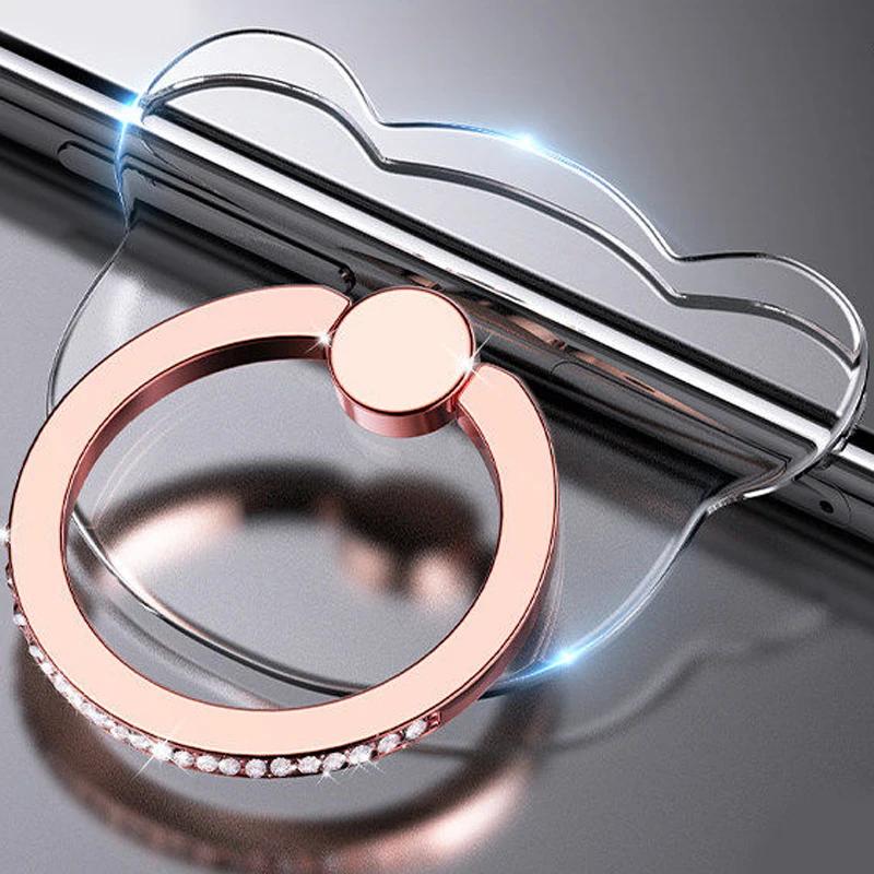 Transparent Butterfly Finger Ring Mobile Phone Holder for iPhone 15 Smartphone Sticker Stand Accessories Foldable Support