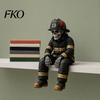 Firefighter Ornament Skeleton Shelf Sitter Statue, Vintage Resin Figurine with Realistic Gear & Distressed Dark Industrial Aesthetic Finish,