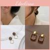 Square Alloy Vintage Earrings With Elegant Geometric Design For Female Wear