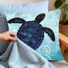 Seahorse Whale Starfish Turtle Blue Ocean Pillow Case Cushion Cover Polyester Decorative Sofa Cushion Pillowcase Home Decor