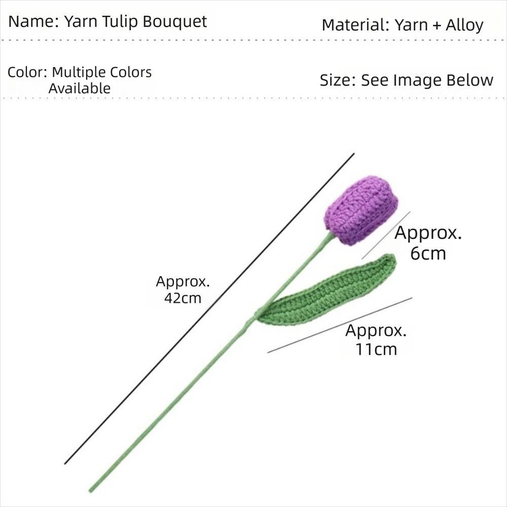 Hand-woven Crochet Bouquet Creative Finished Handmade Plant Knitted Tulips Flower Home Decor