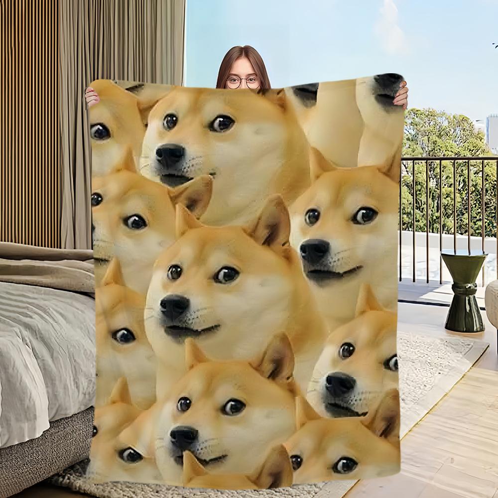 Забавная фланелевая manta Cheems Doge, теплая и удобная, мягкое плюшевое одеяло для дивана, офиса, спальни, подарок для путешествий