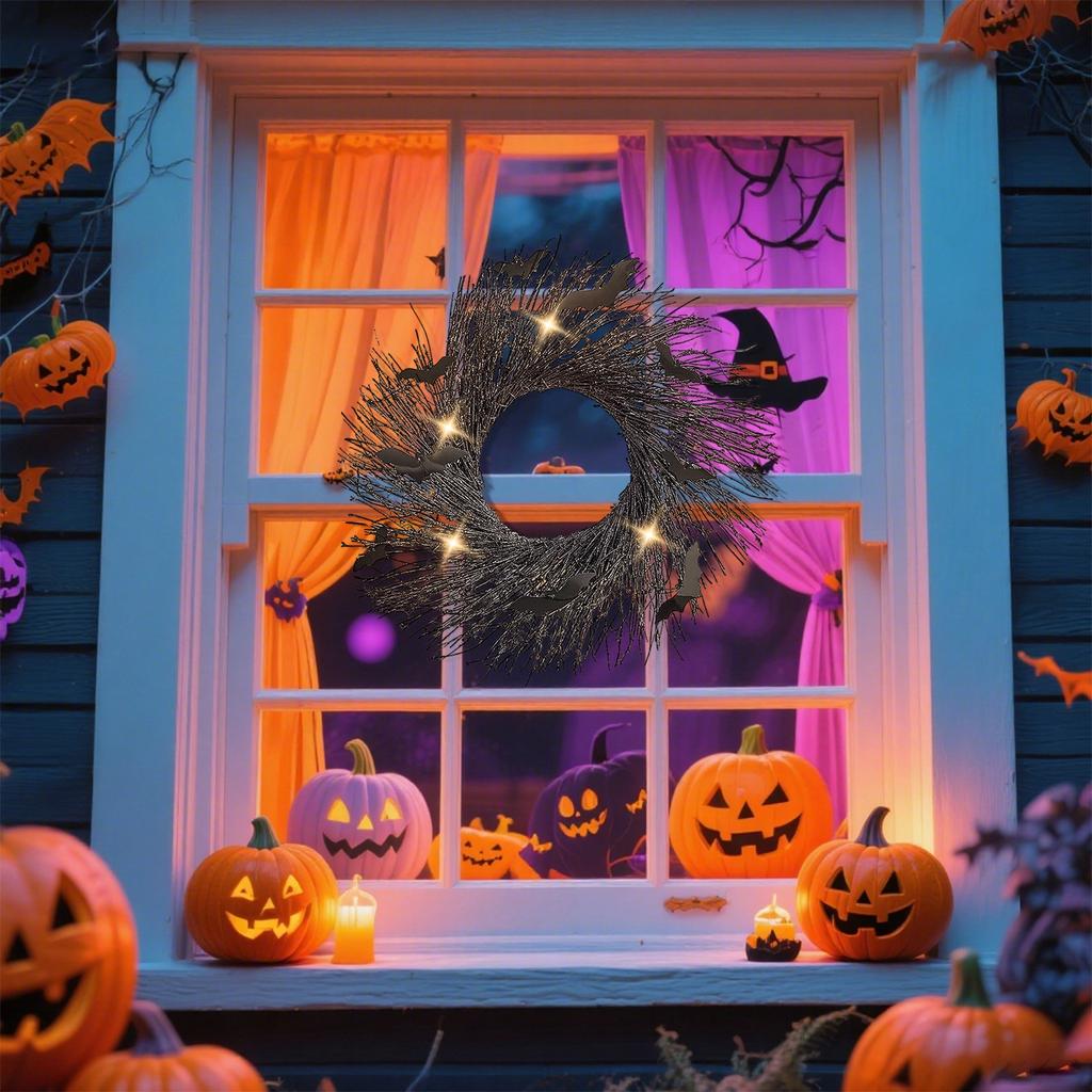 Светящаяся гирлянда на Хэллоуин. Горящая гирлянда на Хэллоуин. Черная гирлянда.