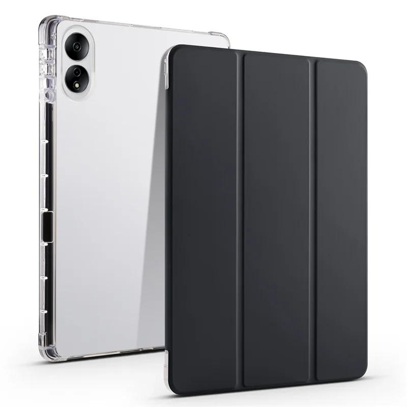 Кожаный чехол для Xiaomi Poco Pad Redmi Pad Pro 2024 12,1-дюймовый чехол-карандаш с откидной подставкой и мягкой задней крышкой из ТПУ с магнитным покрытием