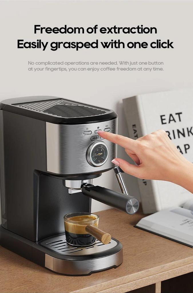 HiBREW Espresso Coffee Machine Cafetera Semi Automatic Coffee Maker 20Bar Visual Temperatura H5A