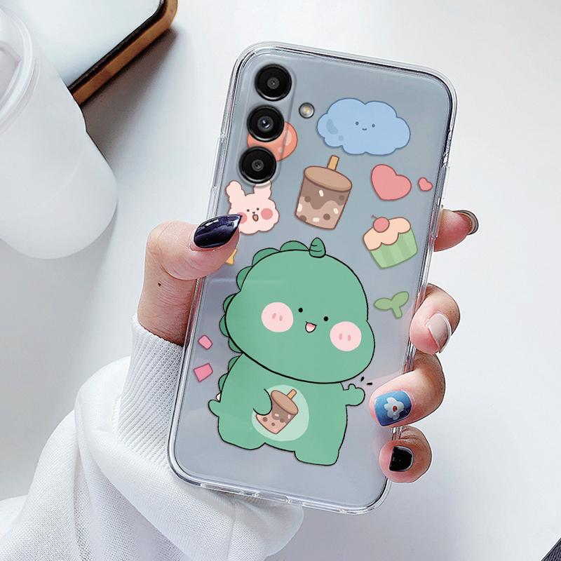 Прозрачный чехол для Samsung Galaxy A24 A17 A16 A56 A55 A54 A06 4G Чехол Мультяшные цветы Мягкий Прозрачный Ударопрочный Funda Лицевая крышка Capa