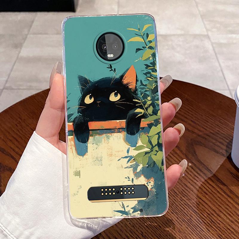 Casing For Motorola Moto Z3 Play Case XT1929 Aesthetic Cute Cat Astronaut Transparent Silicone Back Cover Moto Z3Play Phone Case