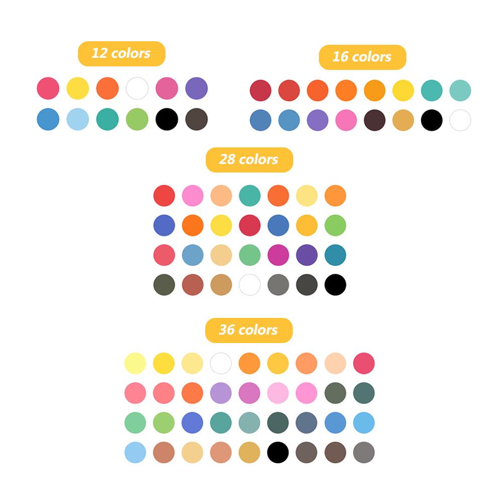 12/16/18/28/36 Colors Portable Solid Watercolor Paint Set Water Color Brush Pen for Child Painting Art Supplies