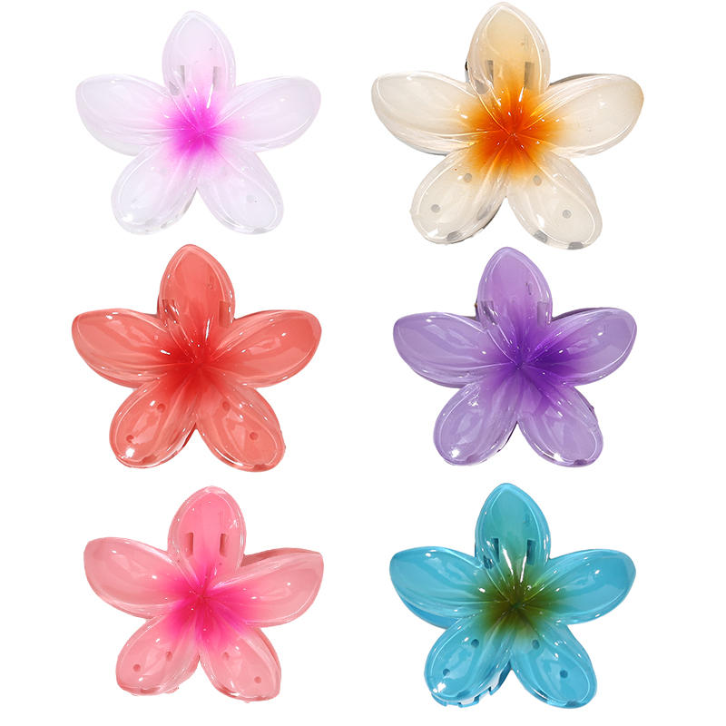 Independently packaged beach vacation egg flower claw clip hair accessory colorful flower hair claw plate hair ponytail top clip