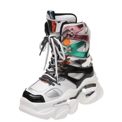 Модные Дизайнеры Обувь на Высокой Платформе Новые Осенне-Зимние Женские Ботильоны Клинья Зимние Повседневные Кроссовки Папы Кожаные Массивные Ботинки Женщина