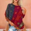 Women's T Shirt Flannel Print Tunic Long Sleeve Party  Round Neck  Tops