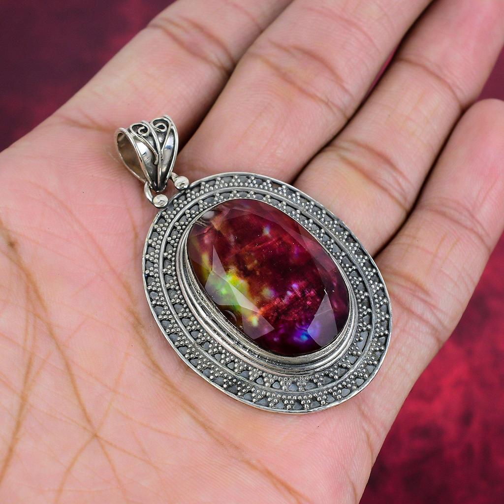 Ювелирные изделия из драгоценных камней аммолит, ювелирные изделия из стерлингового серебра 925 пробы для нее, ювелирные изделия ручной работы, новый фирменный дизайнерский кулон для любви