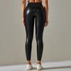 Tooxika New Style Bright Leather Stitching Leather Pants Sexy Elastic Tight High Waist Nine-point Trousers