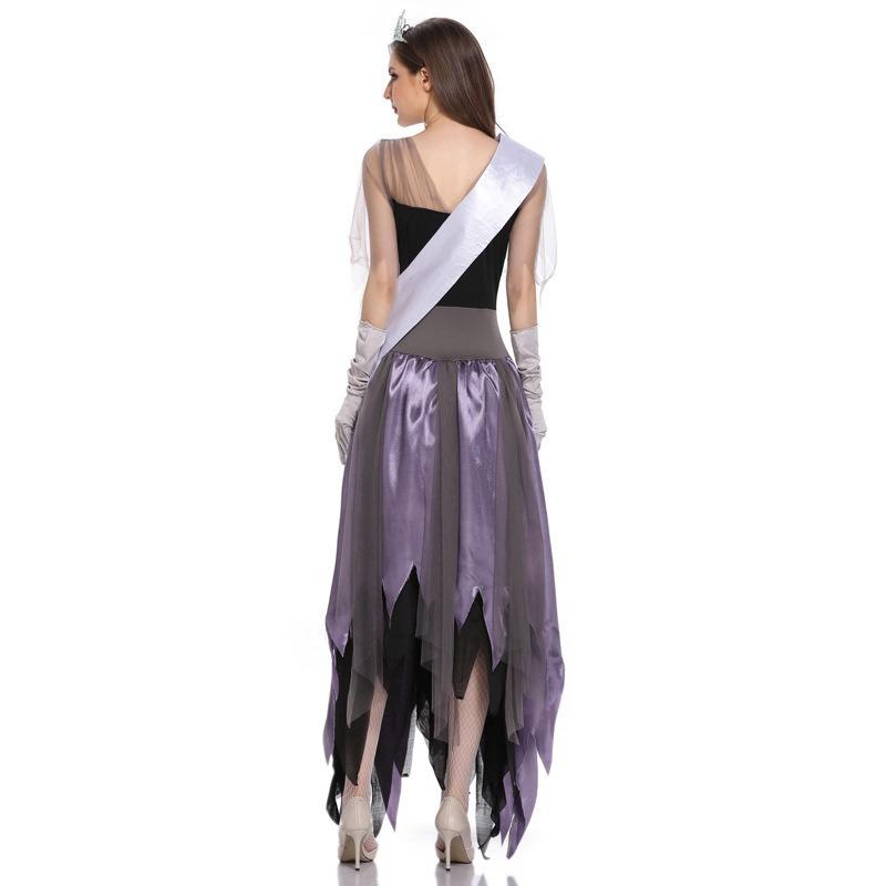 Хэллоуин Костюм Взрослый Длинное Платье Корона Призрак Свадебный Костюм Костюм для Сценического Выступления