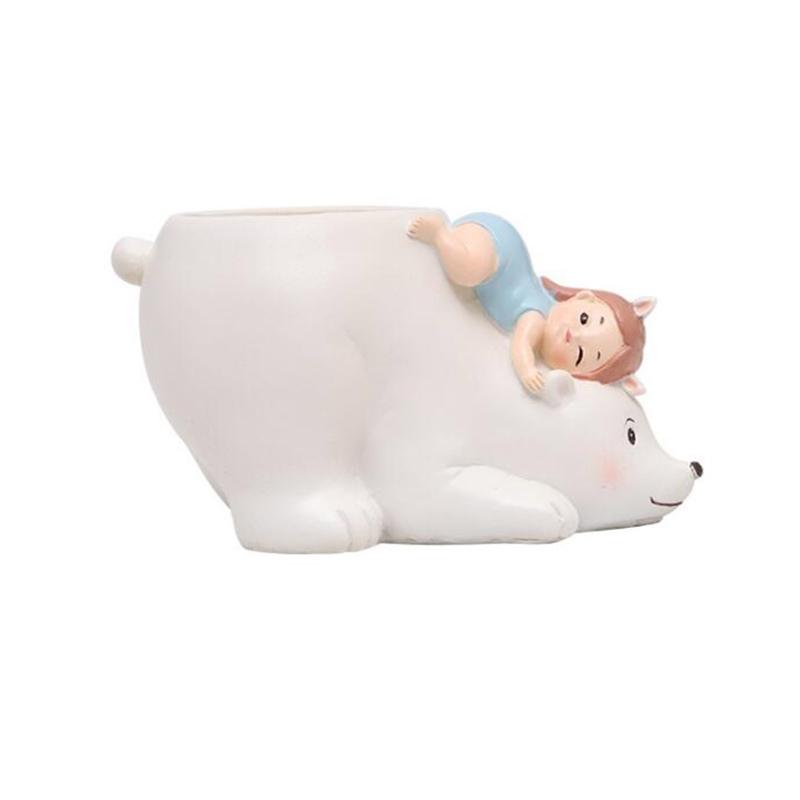 Cute Bear Flower Silicone Mold Concrete Resin Plaster Vase Mould Holder Cement Planter Tools Table Ornament