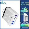 Быстрое зарядное устройство на 6 портов PD25W: 3 USB, 3 PD55 Вт, Совместимость с QC3.0, EU/US/UK/AU Штекер