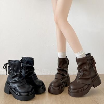 Массивные туфли на платформе Женские ботильоны Casaul Слипоны Увеличение роста Короткие ботильоны Обувь Mujer