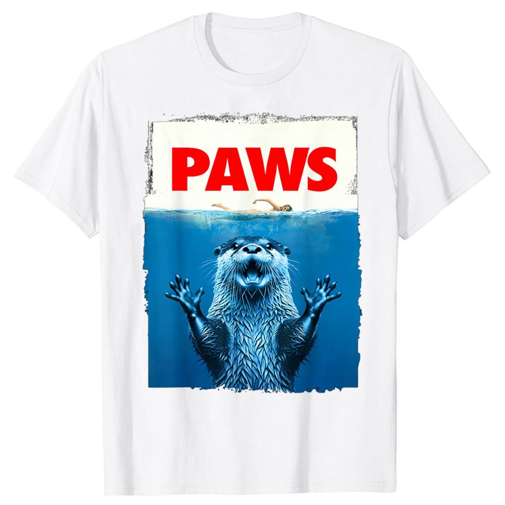 Paws Funny Otter Lover TShirt Summer Men Women Clothing Fashion T Shirts Cotton Short Sleeve Oversized Loose Tshirt Tops