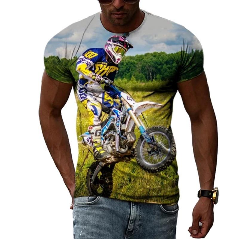 Новая модная крутая 3D футболка с рисунком мотокросса для мужчин, летняя трендовая хип-хоп футболка в стиле Харадзюку с принтом, рисунок мотоцикла O Colla