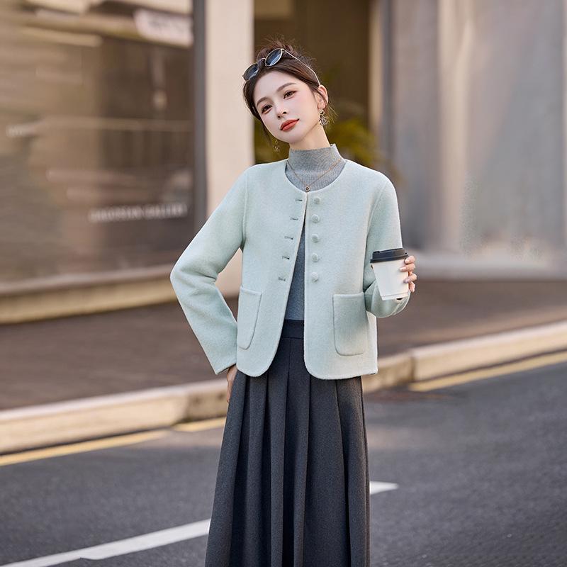 Women's Double-Sided Wool Coat - 2026 Autumn/Winter Hepburn Style Short Jacket
