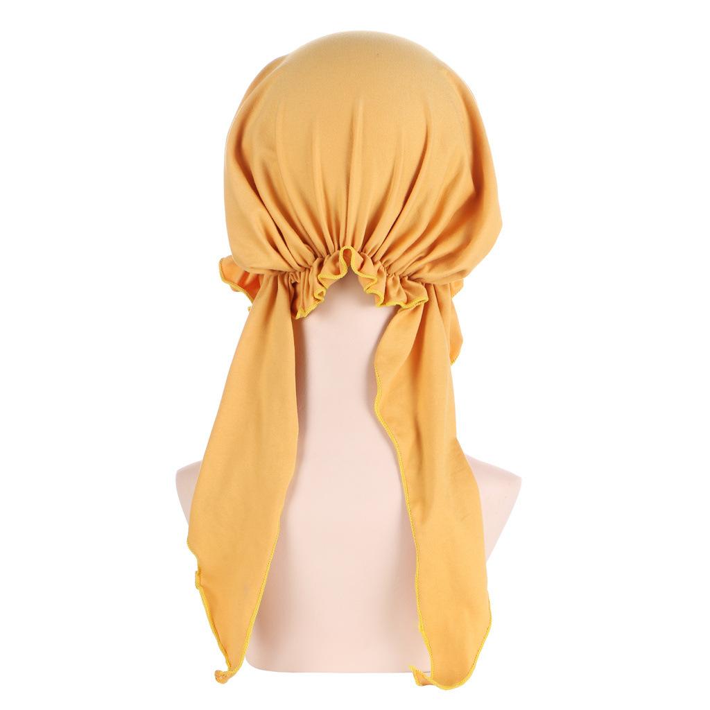 Однотонные мусульманские модные хиджабы тюрбан боннет с длинным хвостом головные уборы эластичные шапки-хиджабы дышащая шапка для химиотерапии для женщин девушек