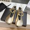 Fashion Metal Buckle Decoration Soft Leather Mary Jane Flats Women Fashion Ballet Flats Pumps Sexy Cozy Ankle Strap Loafers Luxury Shoes