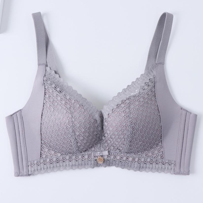Ladies Comfortable Soft Cotton Bra Wireless Brassiere Adjustment Lace Underwear Teenager Girl Gathered Small Cup Push Up Bralette Top