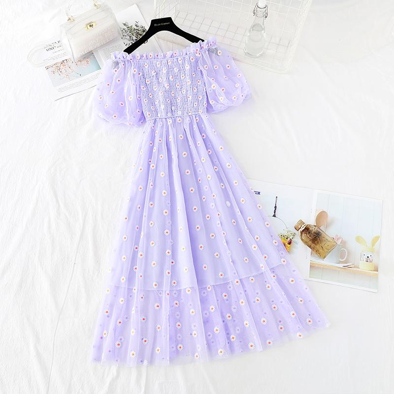 Женская мода лето-весна с цветочным узором и принтом с коротким рукавом на одно плечо и высокой талией повседневные платья