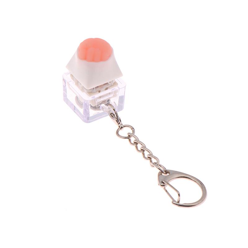Creative Pink Cat Claw Keycap Mechanical Keyboard Keychain Led Keyboard Keyring Cute Girly Bag Pendant Relief Stress Toys