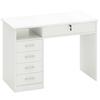 Desk for Bedroom or Office in Wood with 2 Drawers and 2 Keys, 110x50x76cm - White