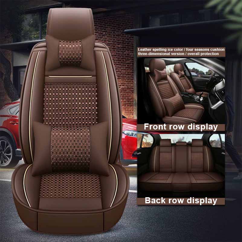 Full Envelope Car Cushion Four Seasons Universal Leather Seat Cover Suitable for Applicable To Most Cars Cars SUV Trucks Pickups Airbag Compatible