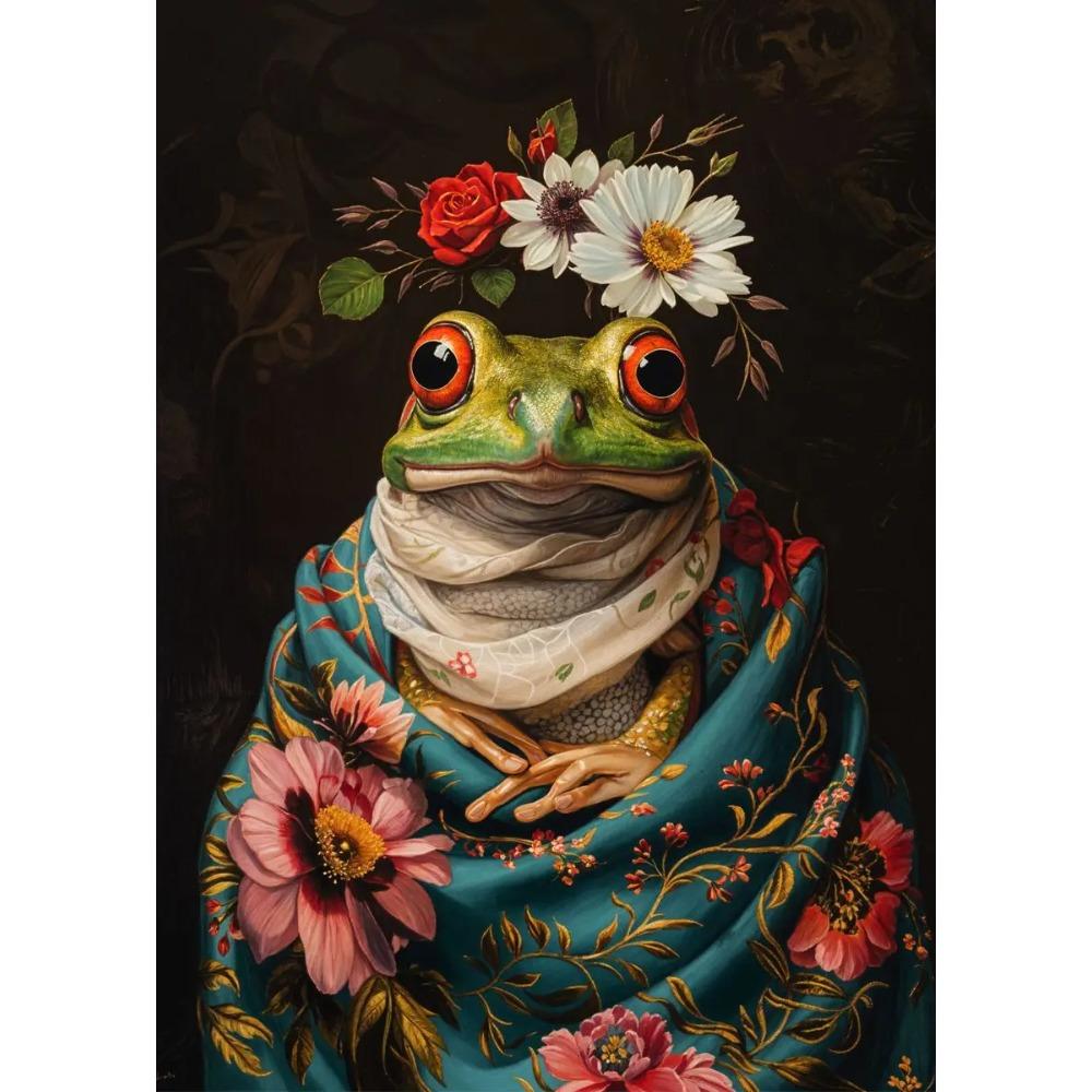 Retro Animals Posters Lion Wolf Rabbit Cat Dog Turtle with Flowers Print Canvas Painting Wall Art Picture Home Room Decor Mural