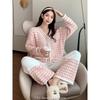 Pajamas Women's Autumn and Winter Sweet Fragrant Style Houndstooth Cardigan Elegant Soft Thickened Warm Knitted Home Clothes