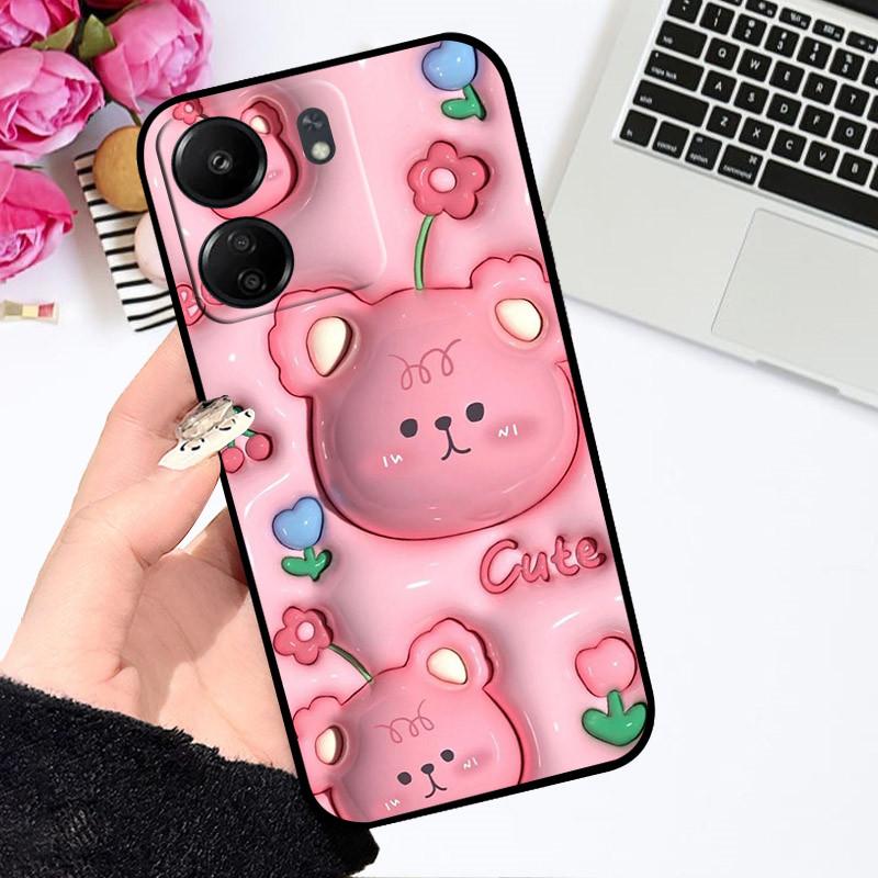 Чехол для Xiaomi Poco C65 Redmi 13C 4G Милый Мультяшный Чехол Мягкий Силиконовый Чехол для Телефона Для Xiaomi Redmi 13C Poco C65 C 65 Бампер