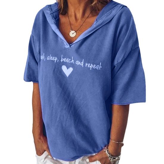 Летние однотонные женские толстовки с короткими рукавами и принтом сердца с буквенным принтом, футболка с капюшоном