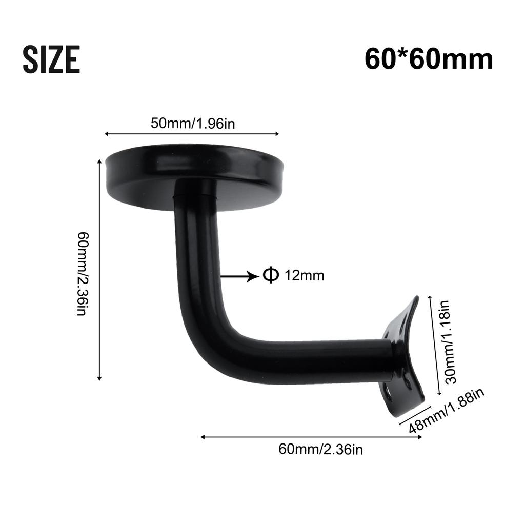 Black Stair Handrail Bracket Stainless Steel 60x60MM 60x80MM Wall Support Hand Rail Balustrade For Household Hotels Hardware
