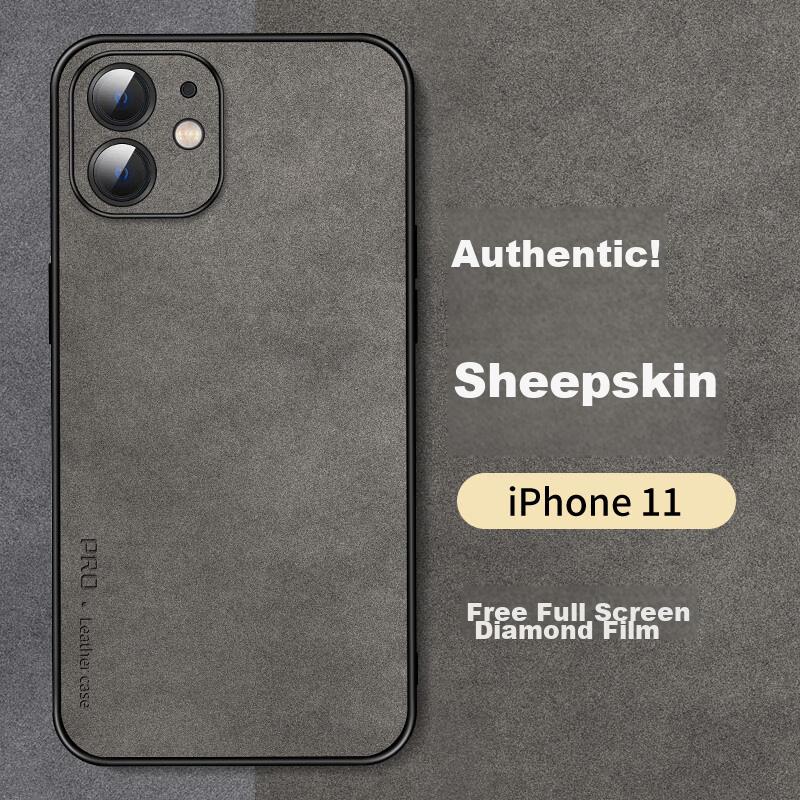 IPhone 11 Case, 11 Protective Cover, Shockproof Camera Full Protection Soft, Simple Luxury Silicone Outer Case, WoAnd Leather Cover, Gray