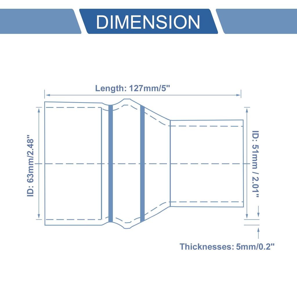 X AUTOHAUX Different Diameter Hump Silicone Hose, Silicone Hump Hose, Silicone Tube, Intercooler, Turbo,