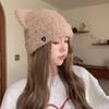 New Y2k Cat Ear Beanies Warm Ear Protection Plush Knitted Hat Soft Love Embroidered Warm Hat Autumn and Winter