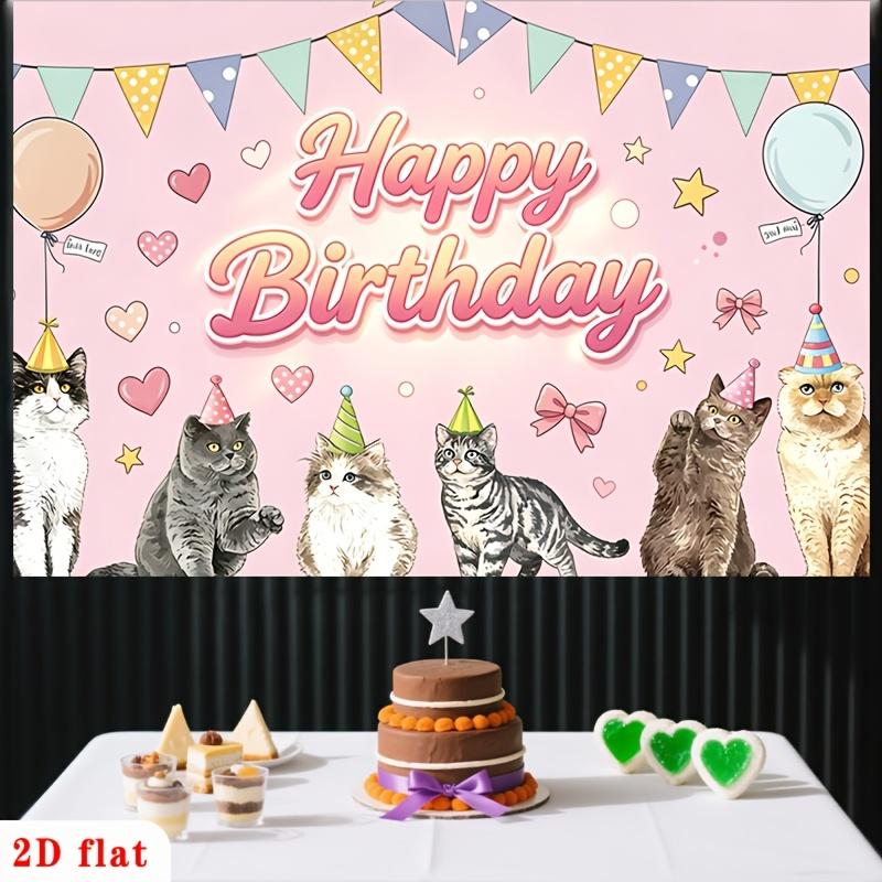2D plane, 1 piece of polyester background fabric for party cats' birthday celebration, used for decorating the party room