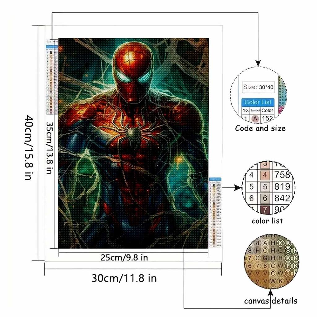 Полная круглая алмазная живопись Сильный Человек-паук Искусство Стразы Картина Мозаика Сделай сам 5D Вышивка крестом Домашнее украшение