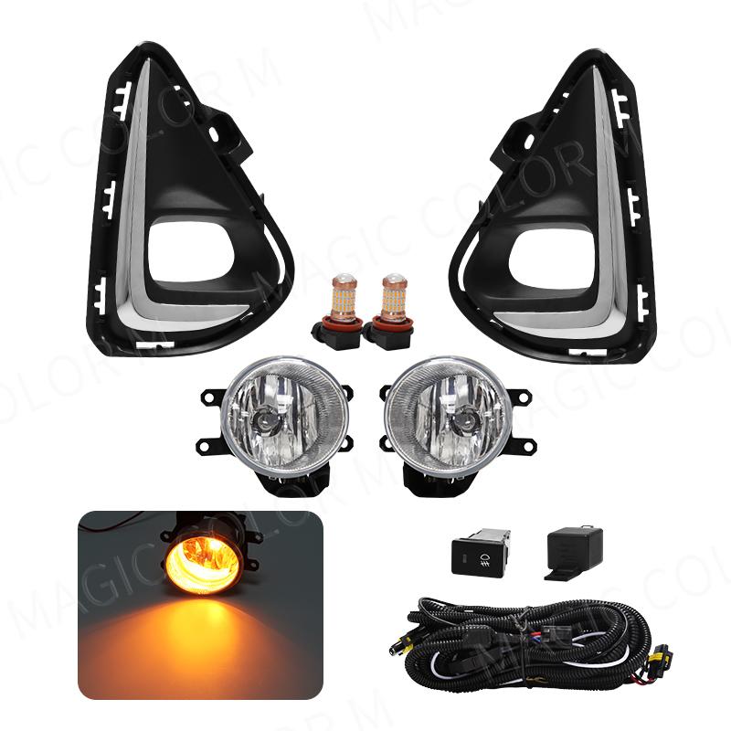 Светодиодные противотуманные фары для Toyota Corolla Axio 2018 2019 2020 2025 Противотуманные фары в сборе Решетка фар Провода Кнопка Рамка Хромированные крышки