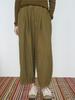 Women Vintage Striped Wide Leg Pants Elastic Waist Patchwork Pockets Trouser Autumn Ankle-length Pants