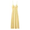 2025 Spring Women's Slim V-Neck Silk Satin Sleeveless Camisole Dress