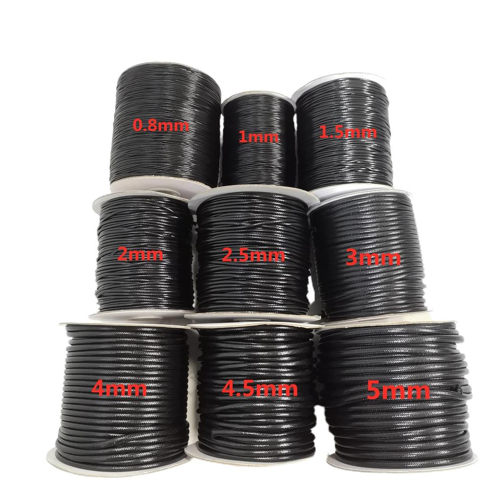 Корейская черная вощеная веревка, 1,0 мм-3 мм, ручная работа для браслетов и ожерелий