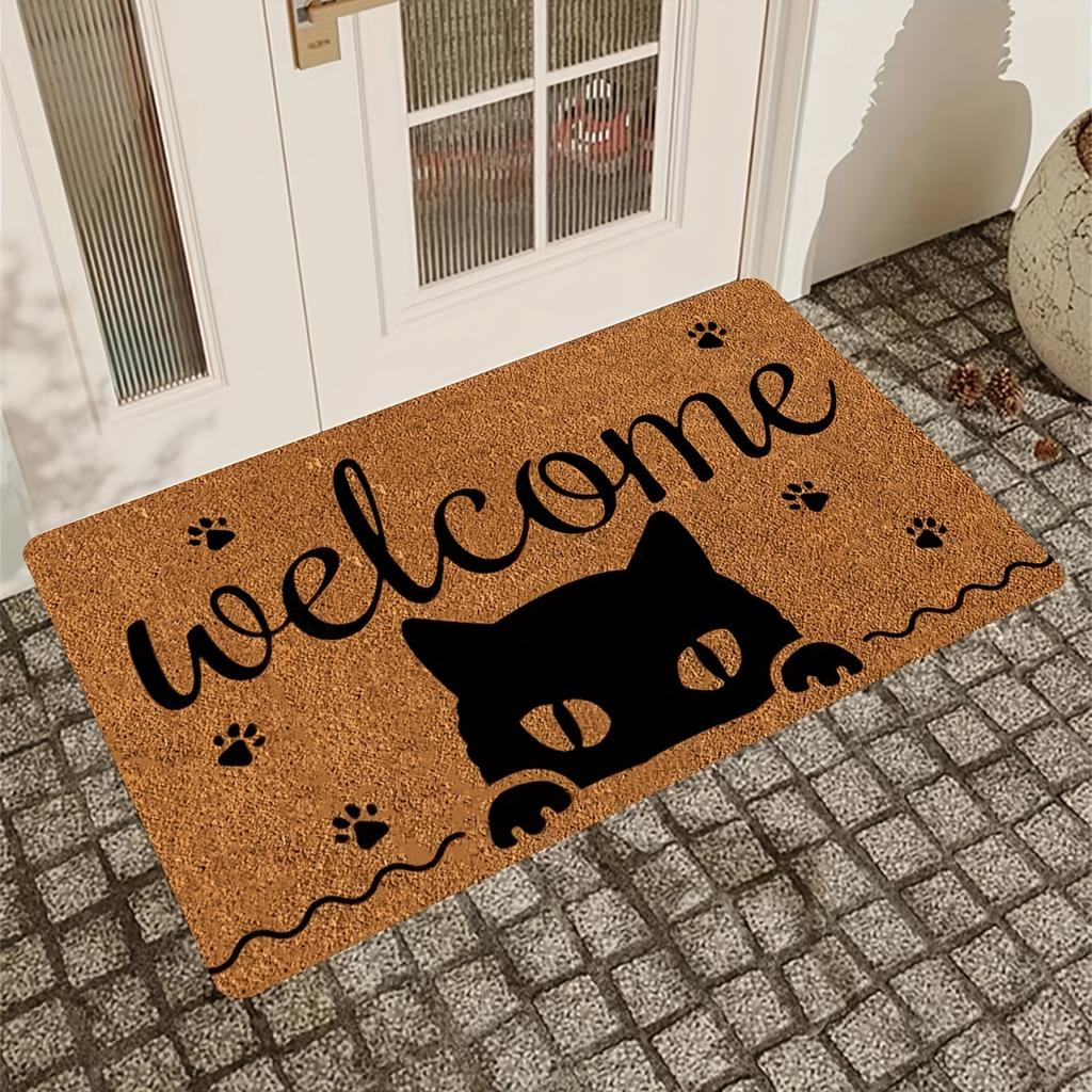 Cat's Sweet Home Pattern Door Rug Dirt Resistant Home Shoe Entry Decorative Carpet Indoor Outdoor Entrance Mat for Living Room