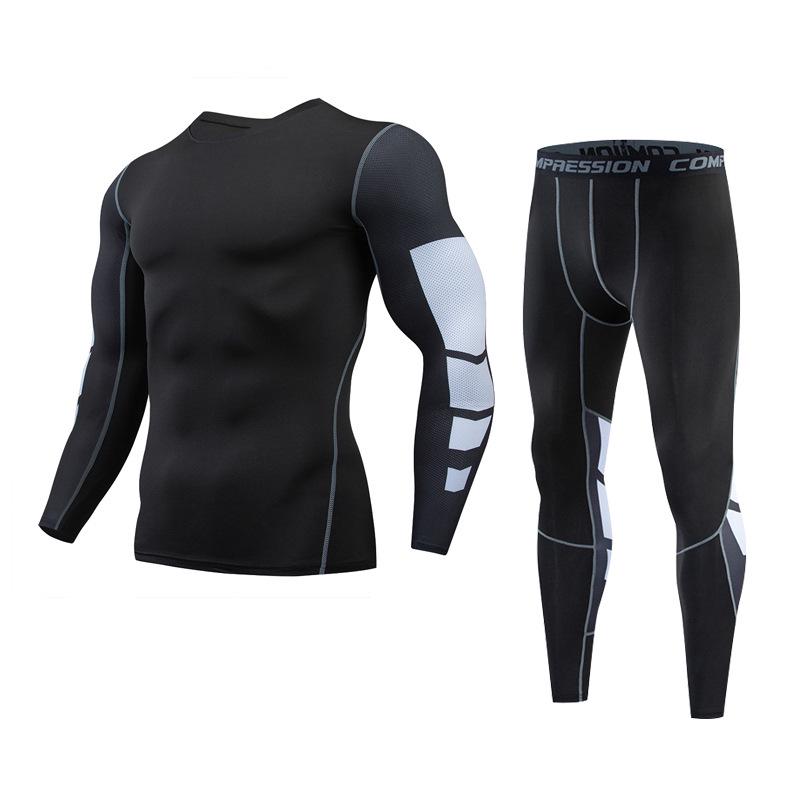 Мужские быстросохнущие красные спортивные тайтсы и костюм с длинным рукавом для бега, тренировок, баскетбола и фитнеса - Идеально для осени и зимы.