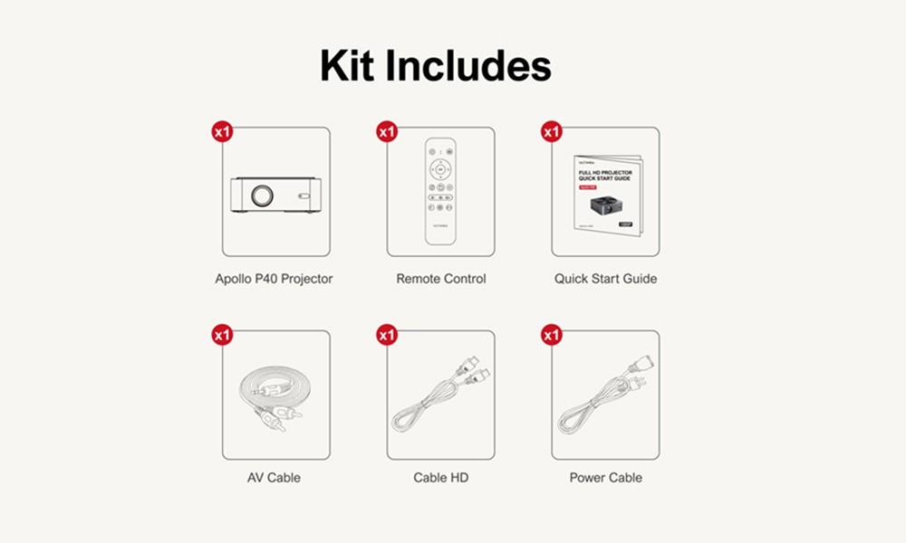 Ultimea Apollo P40 LCD Projector, Full HD Native 1080P 700 ANSI Lumens, 5G WiFi, Keystone Correction, Bluetooth 5.0 Grey